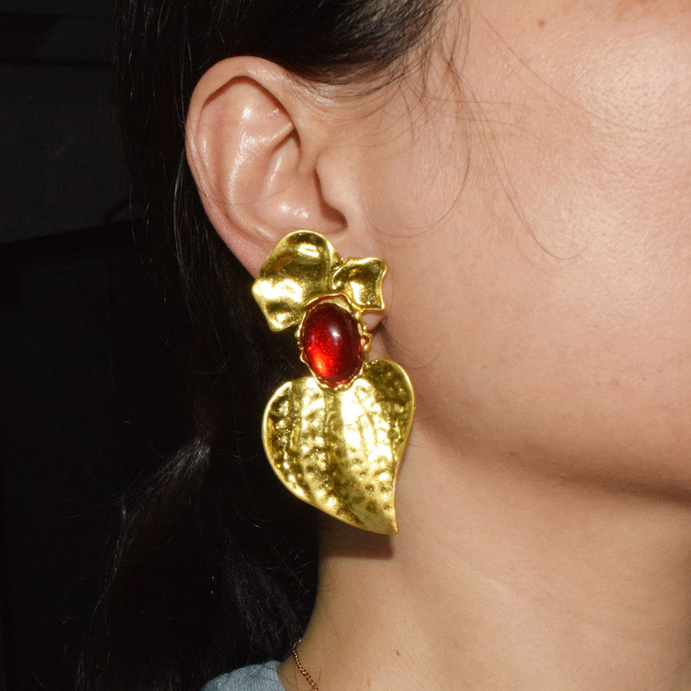 Gorgeous Metal Golden Leaf Shaped Dangle Earrings for Women