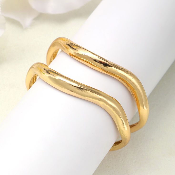 2Pcs/Set Exaggerated Boho Hip Hop Irregular Metal Cuff Bangle