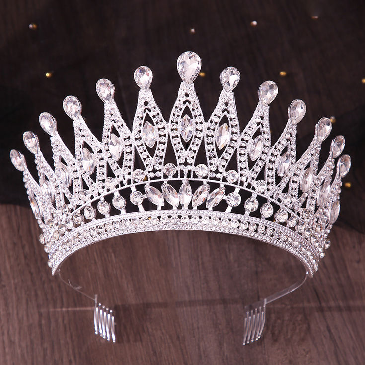 Luxury Royal Queen Wedding Crown With Comb