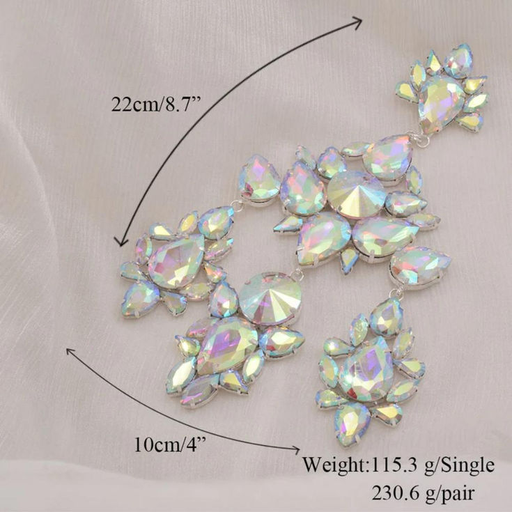 Stonefans Exaggerated Flower Dangle Earrings Water Drop