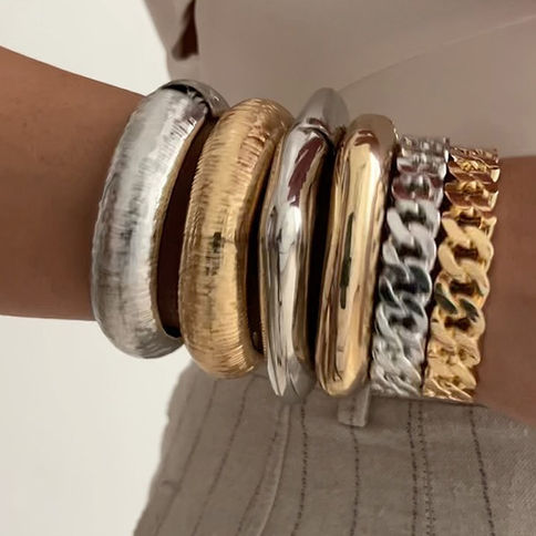 Exaggerated Punk Hip Hop Heavy Metal Spring Bangles Vintage Gold Color Silver