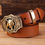 Thumbnail: Solid brass buckle full grain cowhide 100% genuine leather designer belt men hi