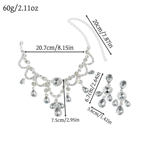 2-piece set Fashionable Personalized Round Rhinestone Necklace Set