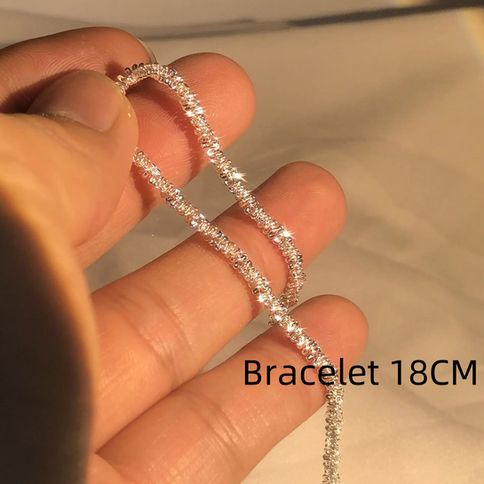 Authentic S925 Sterling Silver Necklace 2mm Sparkling