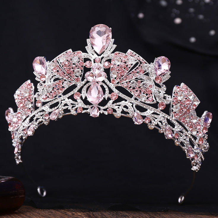 Baroque Vintage Gold Color Butterfly Pink Crystal Bridal