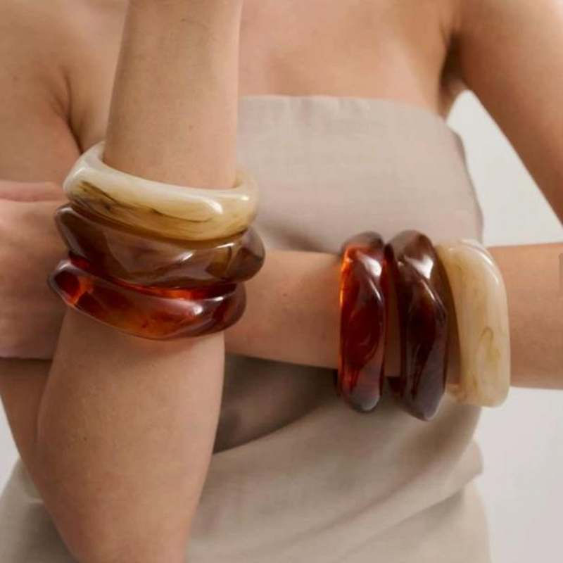 Vintage Punk Beige Brown Coffee Thick Resin Acrylic