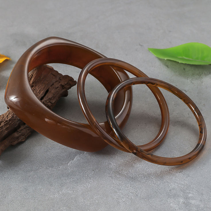 Vintage Punk Brown Coffee Thick Resin Acrylic Smudging Bangles