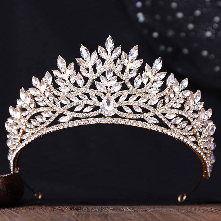 Luxury Silver Color Blue Opal Crystal Leaves Bridal Tiaras Crowns