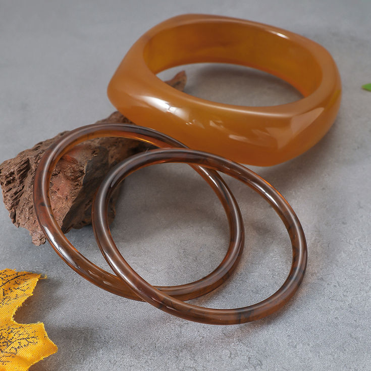 Vintage Punk Brown Coffee Thick Resin Acrylic Smudging Bangles