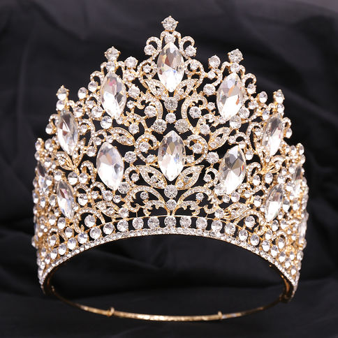 Gorgeous Green Crystal Tiara Round Crown 14cm Height Bridal Headwear Pageant