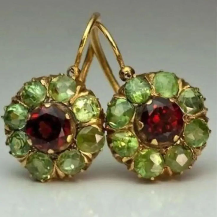 Trend Flower Shape Green Red Color Dangle Earring For Women
