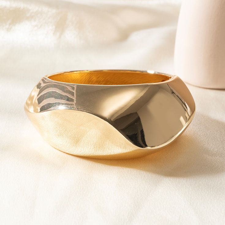 Exaggerated Silver Color Wide Geometric Irregular Cuff Bangles Women