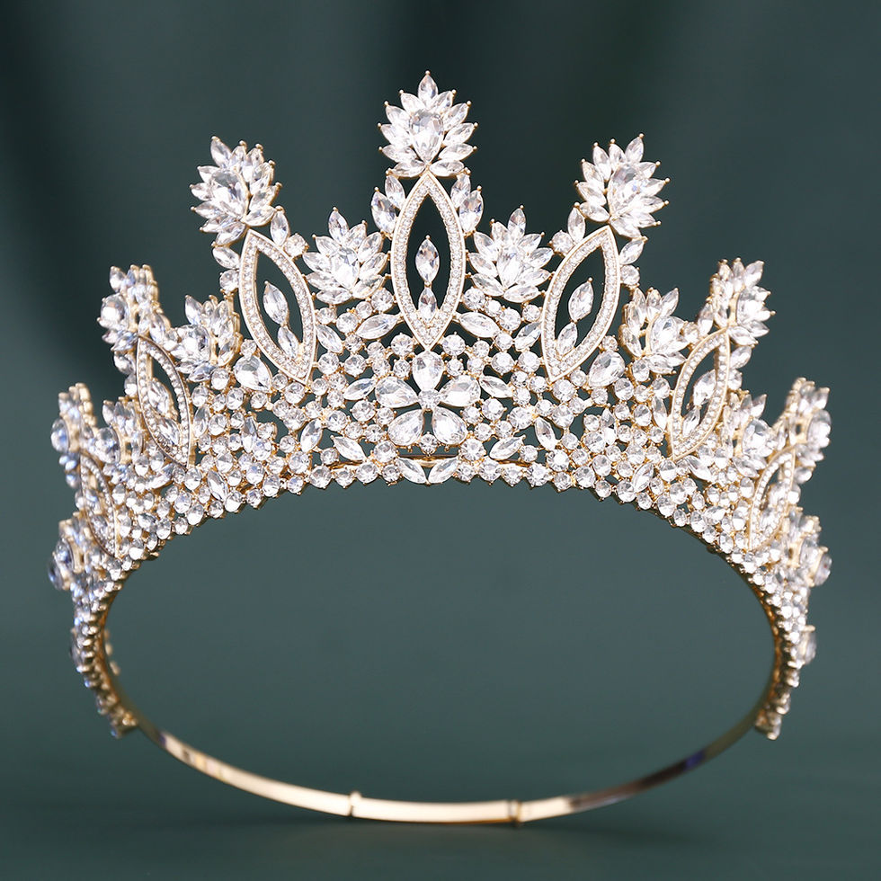Baroque Queen Large AB Color Crystal Round Crown For Women