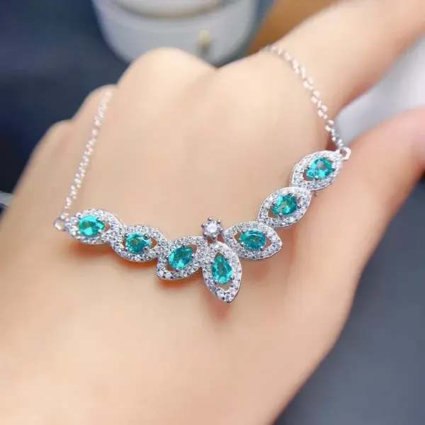 Natural Topaz Pendant Necklace Women 925 Silver 18K Gold Plated Jewelry