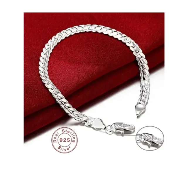 925 Silver Flat Chain Bracelet 6mm