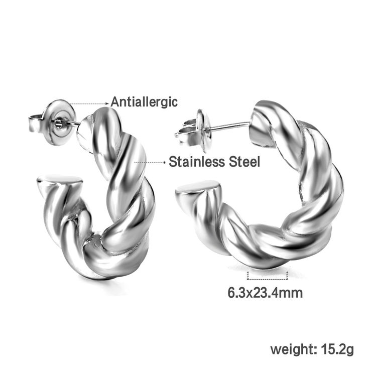 LUXUSTEEL Punk Golden Plated Stainless Steel Reticulate Rhombus Hoops Earrings