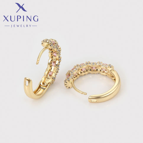 Xuping Jewelry New Arrival Fashion Circular Shape Light Gold Color Hoops Earring