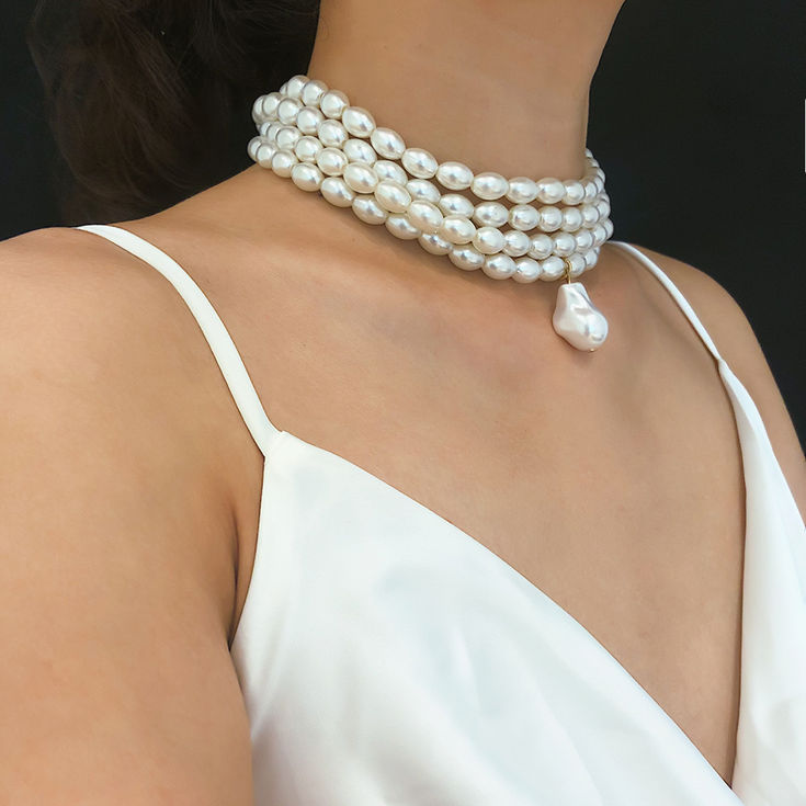 Elegant Irregular Imitation Pearl Choker Necklace