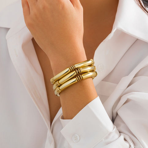 Bamboo Tube Acrylic Stack Bracelet for Women