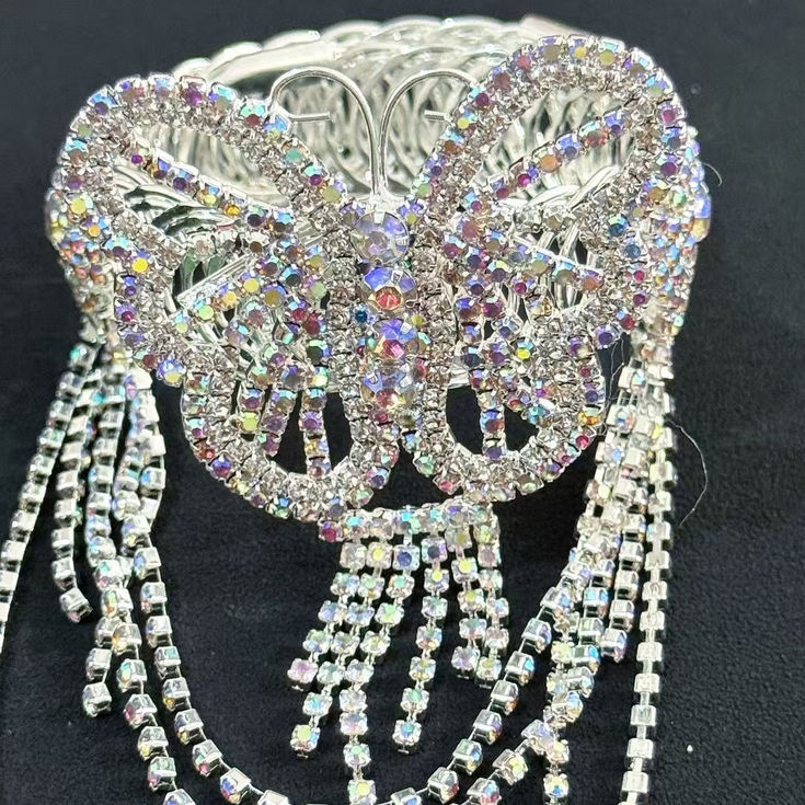 Full Diamond Butterfly Arm Chain Open Bracelet European and American Fashion