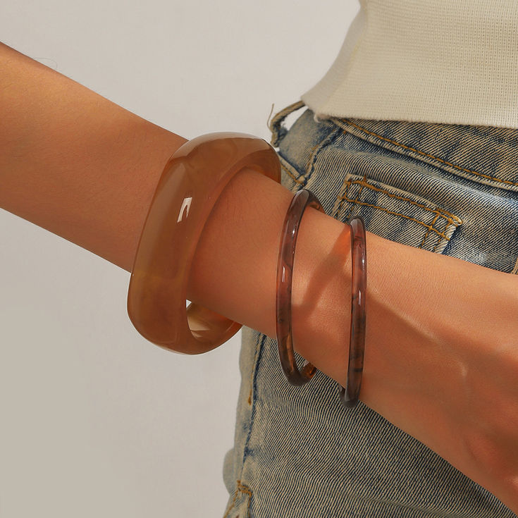 Vintage Punk Brown Coffee Thick Resin Acrylic Smudging Bangles