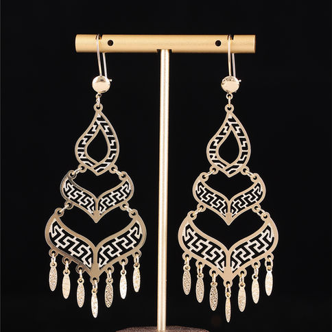 Arab Dangle Earrings with Hollow Tassels Algerian Wedding