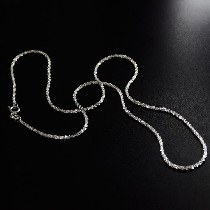 Authentic S925 Sterling Silver Necklace 2mm Sparkling
