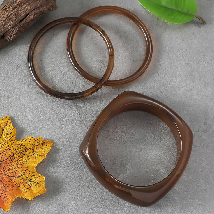 Vintage Punk Brown Coffee Thick Resin Acrylic Smudging Bangles
