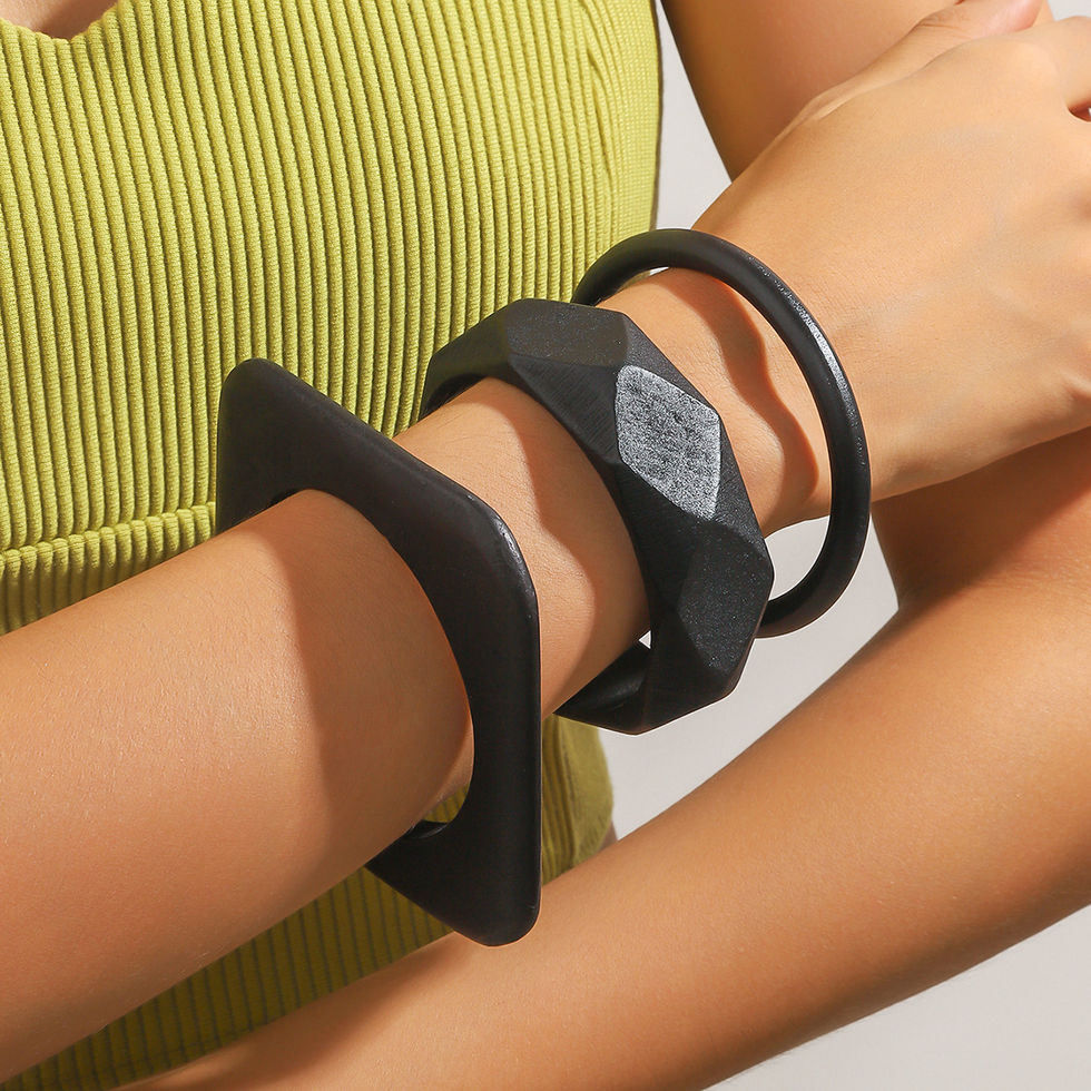 Vintage Punk Irregular Black Wood Bangles Fashion