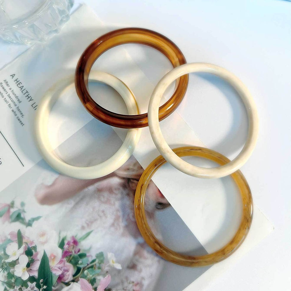 New Korean Irregular Marbling Geometric Round Resin Acrylic Cuff Bangle Texture