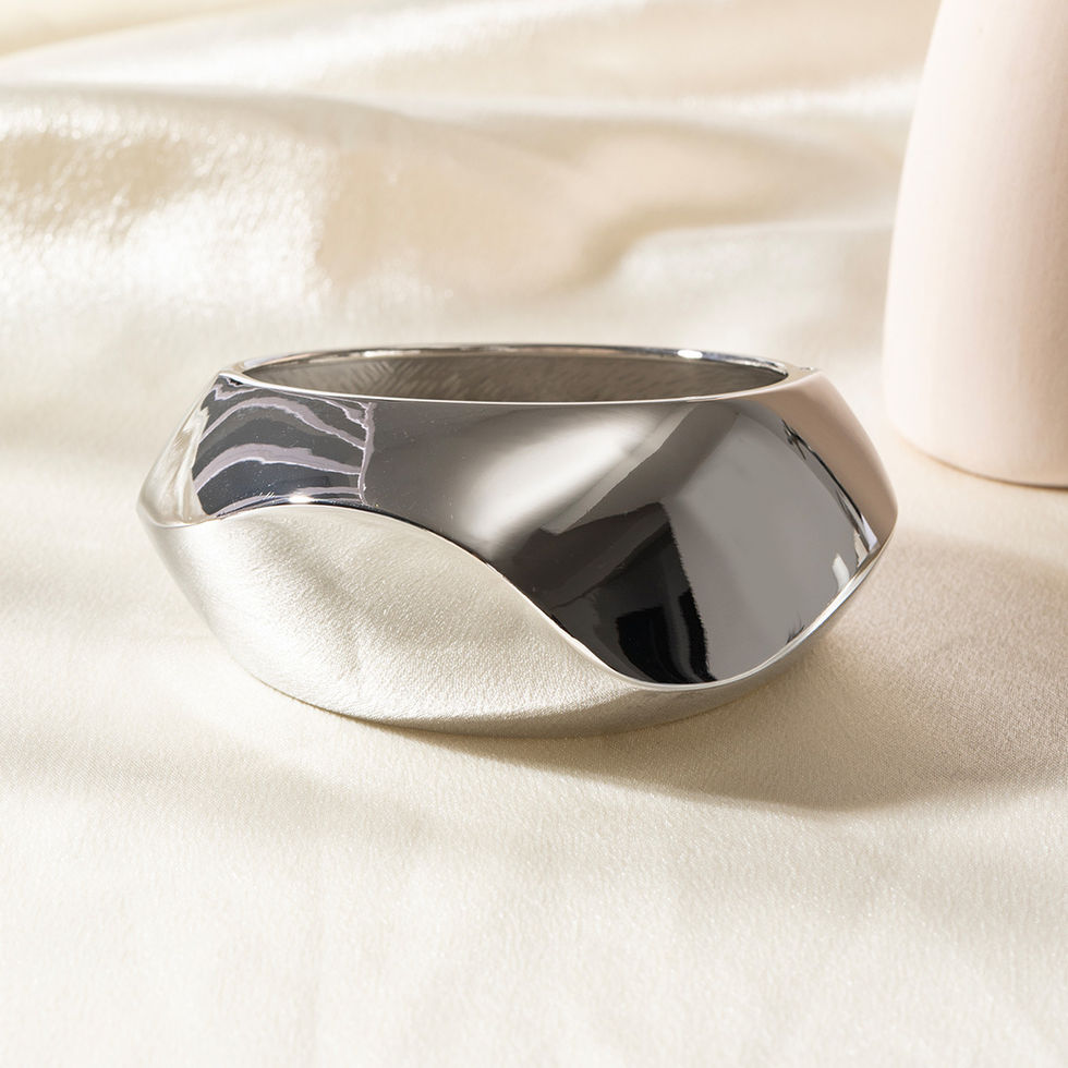 Exaggerated Silver Color Wide Geometric Irregular Cuff Bangles Women