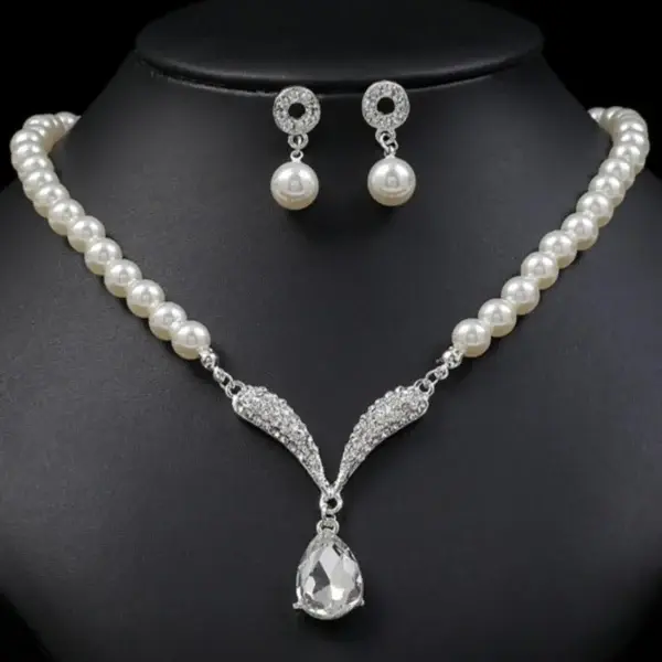 Pearl Droplet Jewelry Set for Wedding