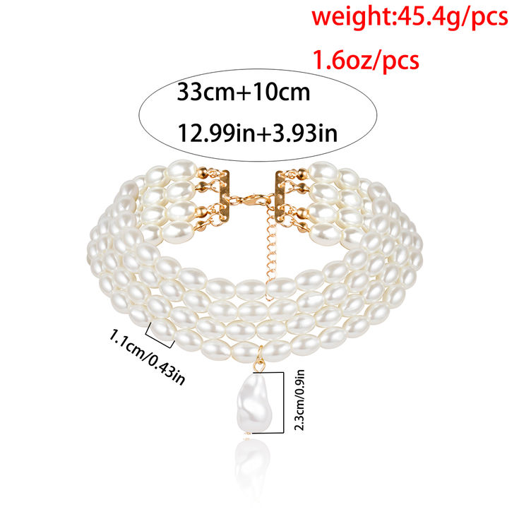 Elegant Irregular Imitation Pearl Choker Necklace
