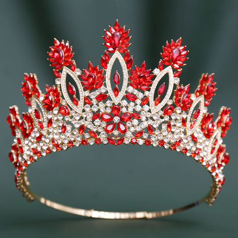 Baroque Queen Large AB Color Crystal Round Crown For Women