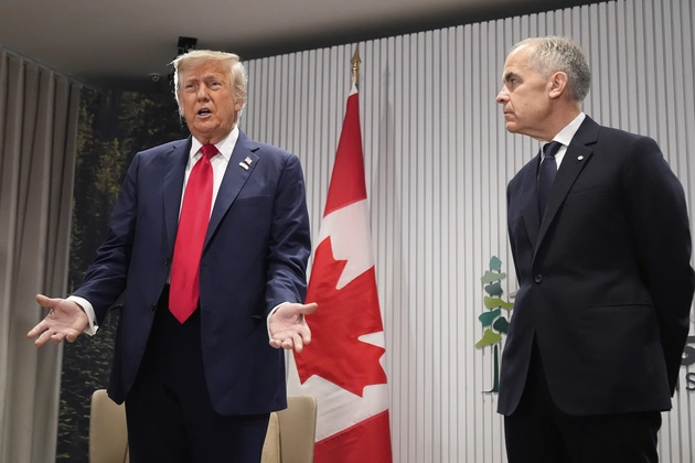 U.S. President Donald Trump (left) and Canadian Prime Minister Mark Carney (right).