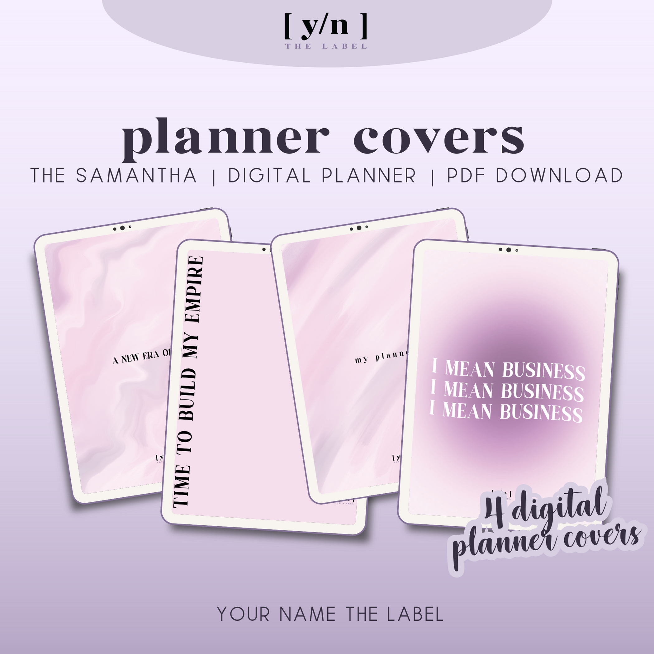SAMANTHA | Motivational Pink Purple Planner Covers, Digital Download, Goodnotes