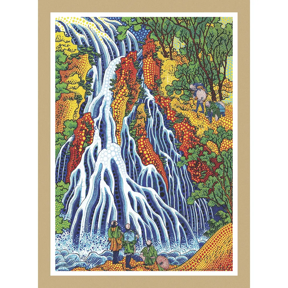 Pilgrims at a waterfall