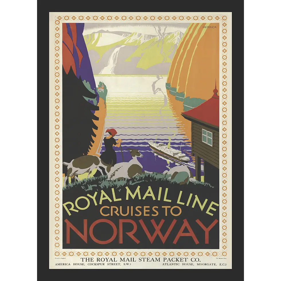 Cruises to Norway by liner travel poster 