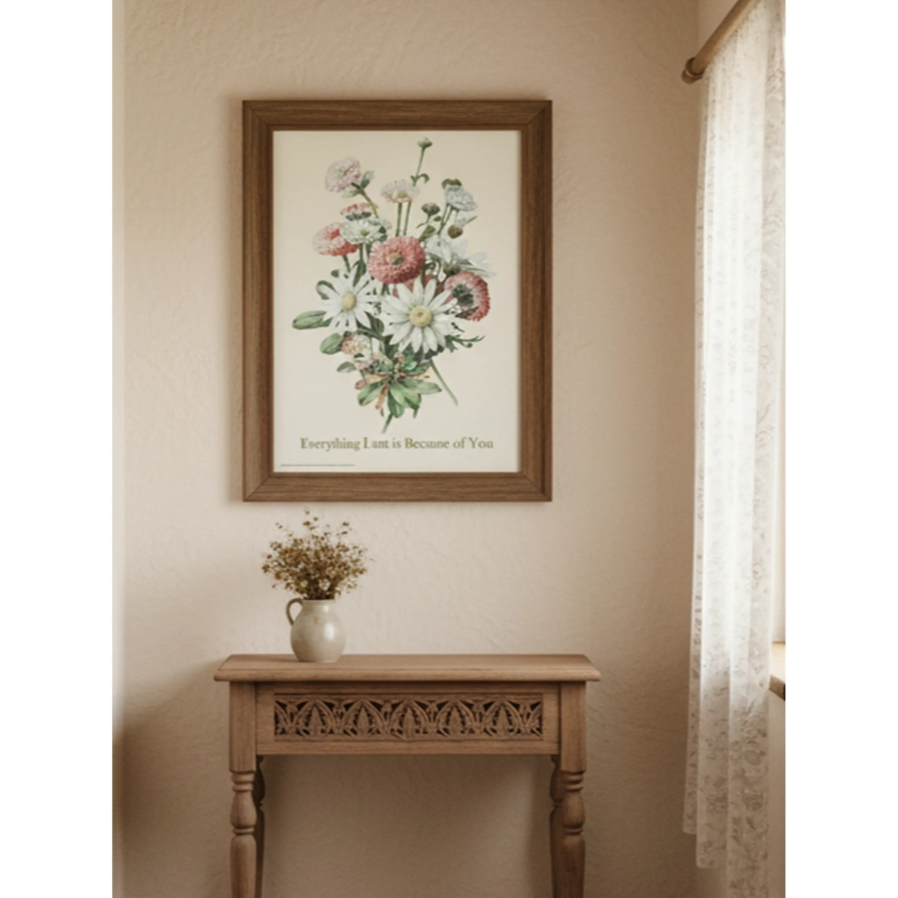 Everything I am is Because of You - Mother's Day Botanical Art Print Gift