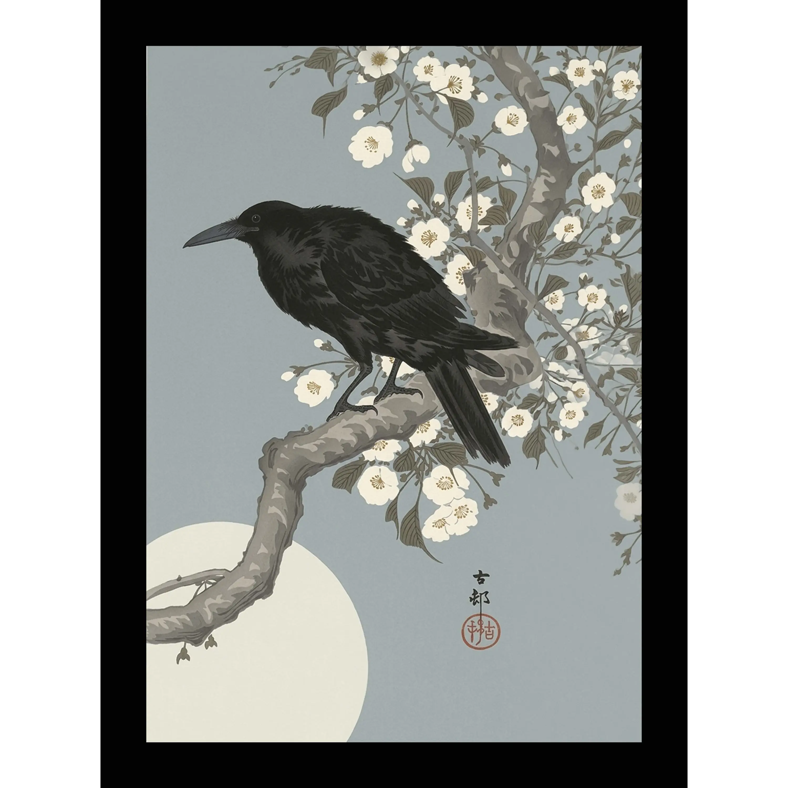 Ohara Matao (Koson) - Crow on a Cherry Branch - Poster Perfect