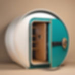 can you create me a round vault with large lock with the half door open and social media