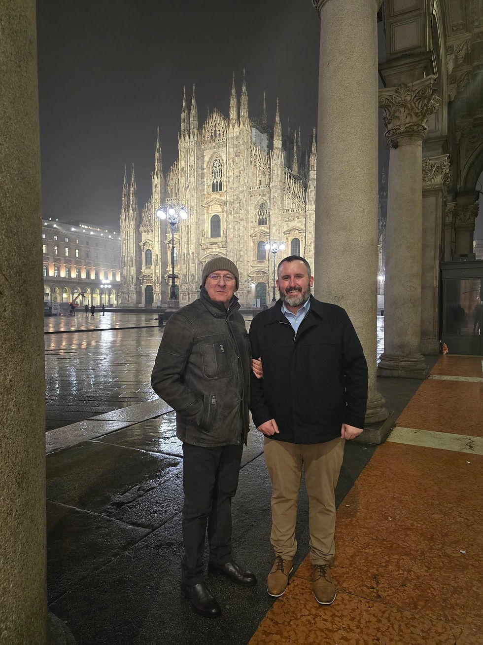 Inter-Mountain Vice President, Zach Breed, with Gornati Macchine CEO, Bruno Gornati at the Duomo di Milano, January 2025.