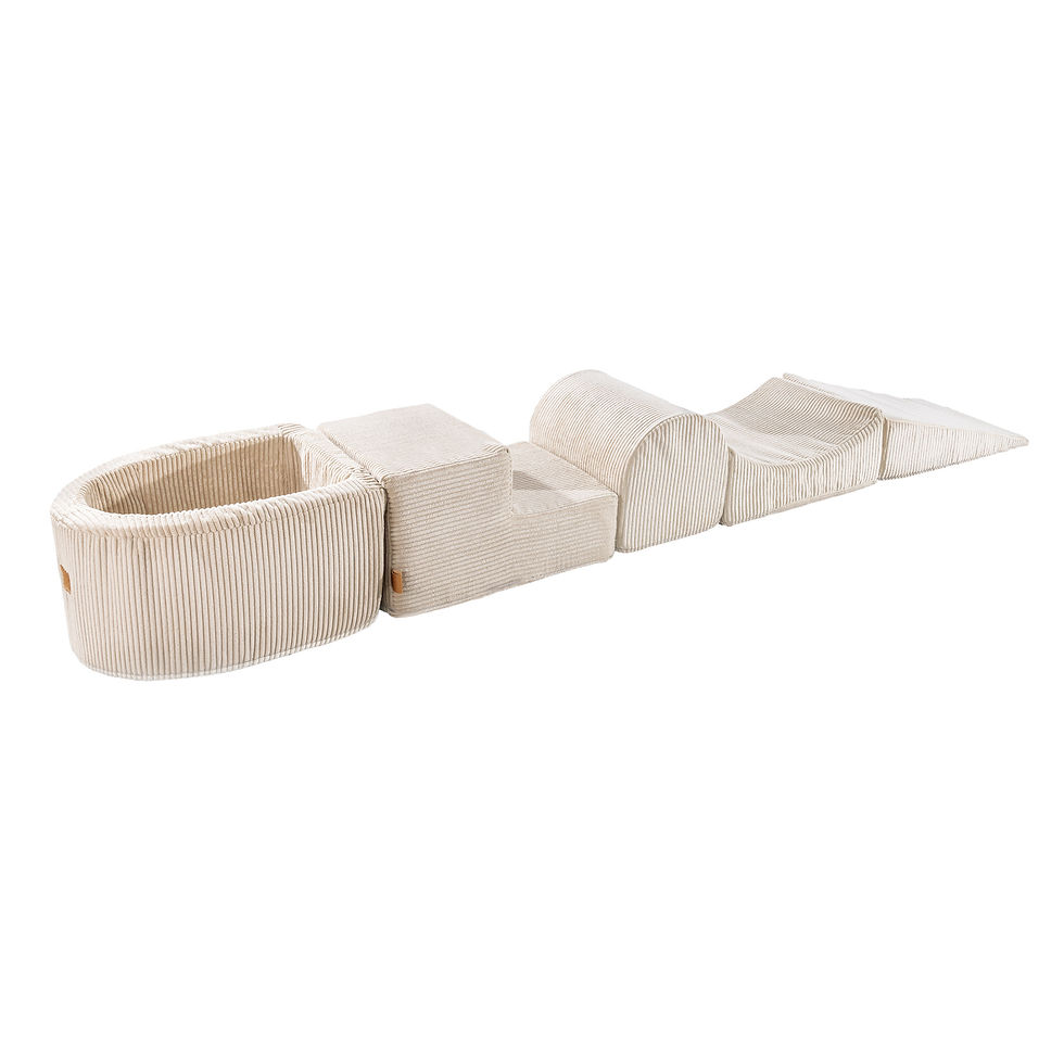 Thumbnail: MeowBaby® Ecru Corduroy climbing blocks 4 elements + Ball Pit + 100 Balls | Cream Soft Play Set + Cream Ball Pit |