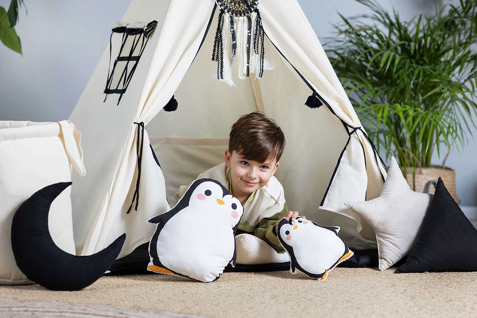 Thumbnail: Kids Teepee - Cream & Black Tassels