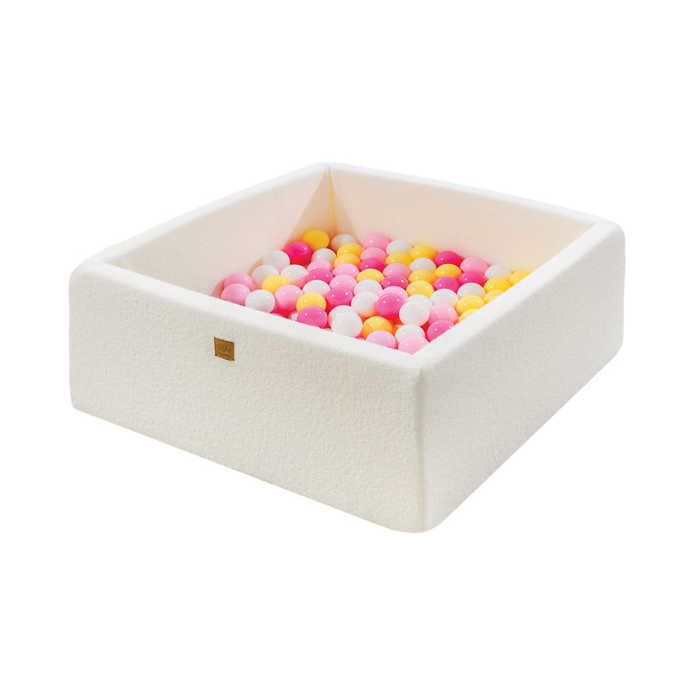 Thumbnail: MeowBaby® Baby Foam Square Ball Pit White Boucle with Balls | MeowBaby® Boucle White Square Baby Pool + Balls |