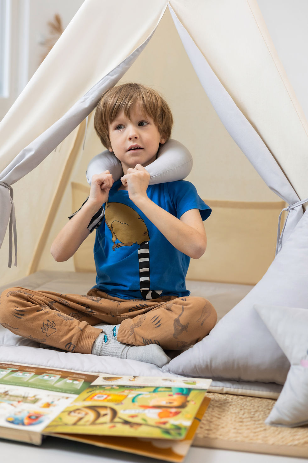 Thumbnail: Cream and grey teepee | kids teepee tent cream | teepee tent for kids |