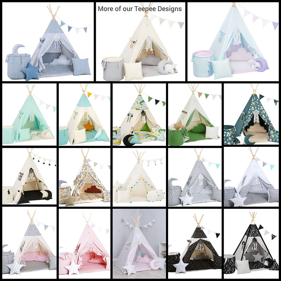 Thumbnail: Kids Teepee Tent - Cream & Green