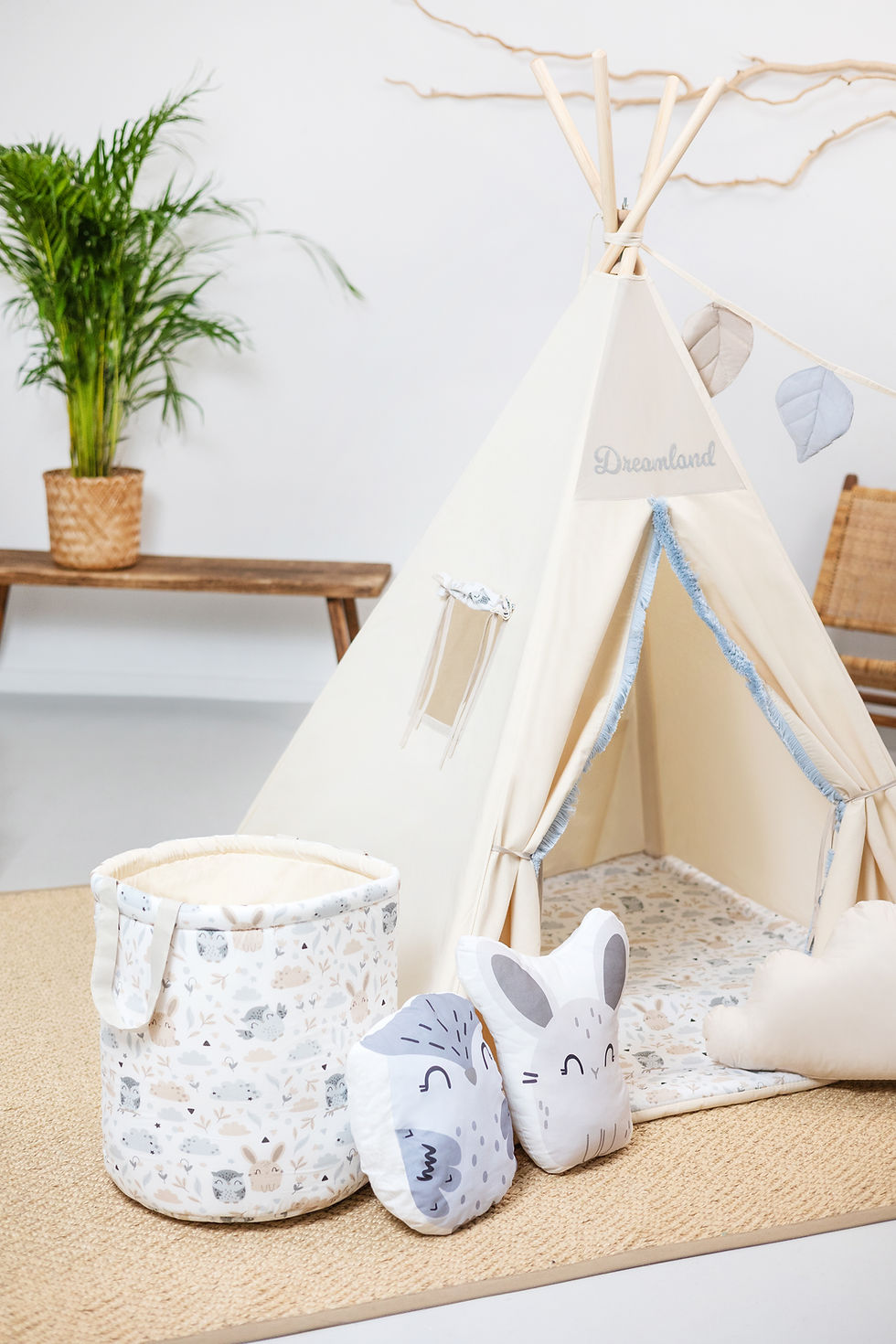 Thumbnail: Kids Teepee | Teepee Tent for Kids | Grey & Cream Teepee Tent | Teepee Cream | Cream Teepee | Baby Teepee |