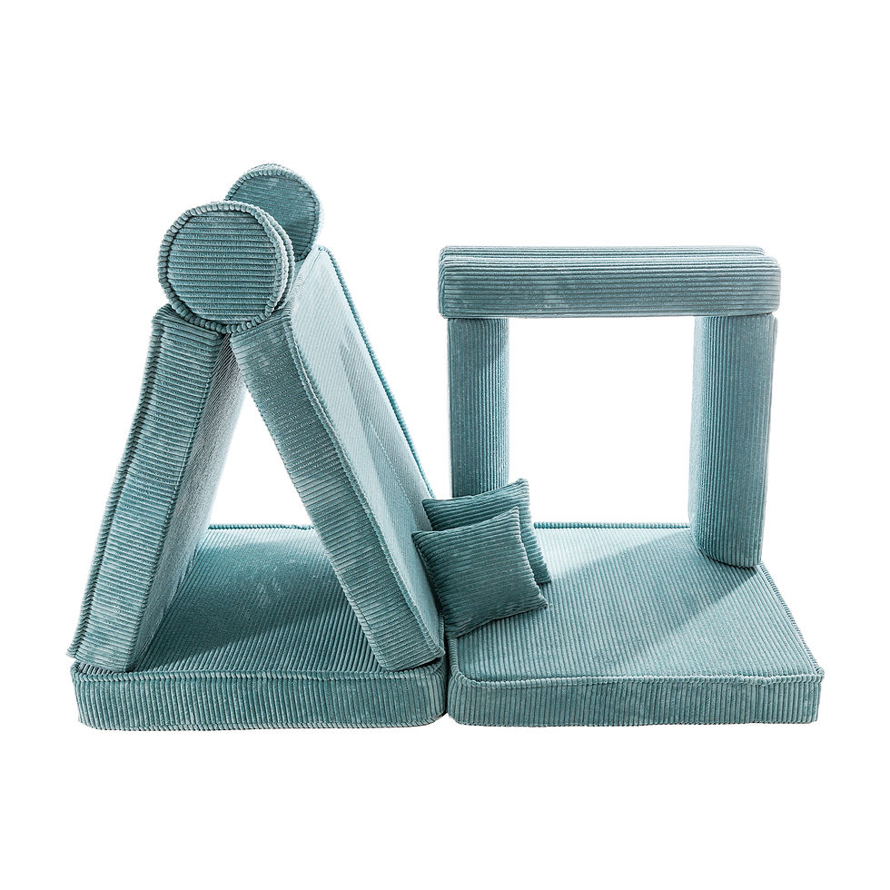 Thumbnail: MeowBaby® Aesthetic - Premium Corduroy Kids' Sofa Turquoise | Kids Play sofa couch turquoise corduroy |