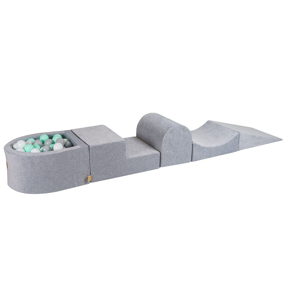 Thumbnail: MeowBaby® Foam climbing blocks for toddlers Grey 4 elements with Ball Pit + 100 balls | Grey Soft Play Set + Ball Pit |